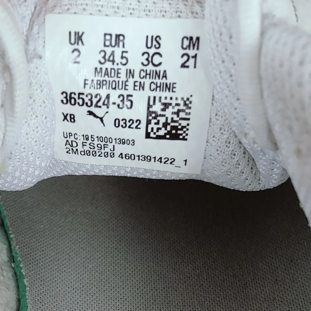Puma Girls' Kids' Smash V2 L White Pink Low Sneakers Tennis Shoes, Sz 3C